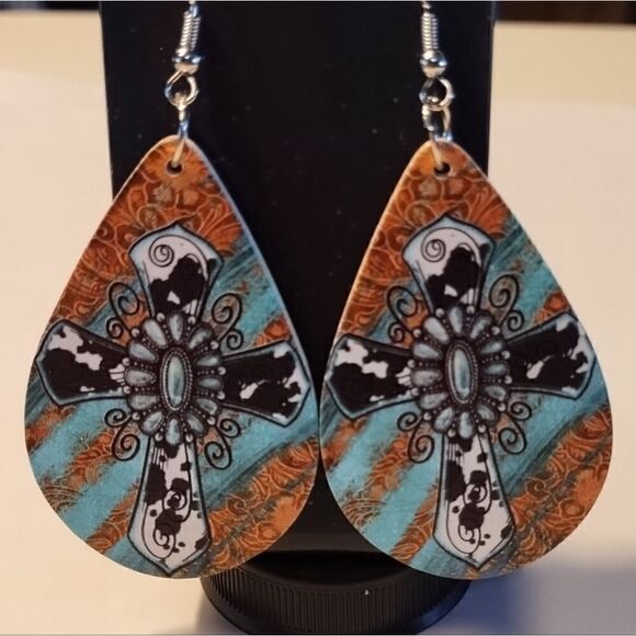 Western Cross earrings dangle women's New d87 - Picture 1 of 1